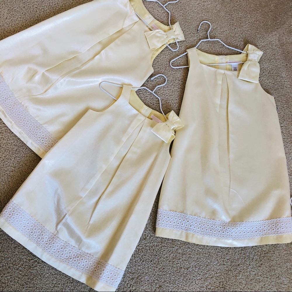 Matching JANIE AND JACK yellow satin bow dress